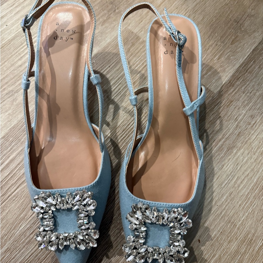 A New Day Light Blue Embellished Heels
